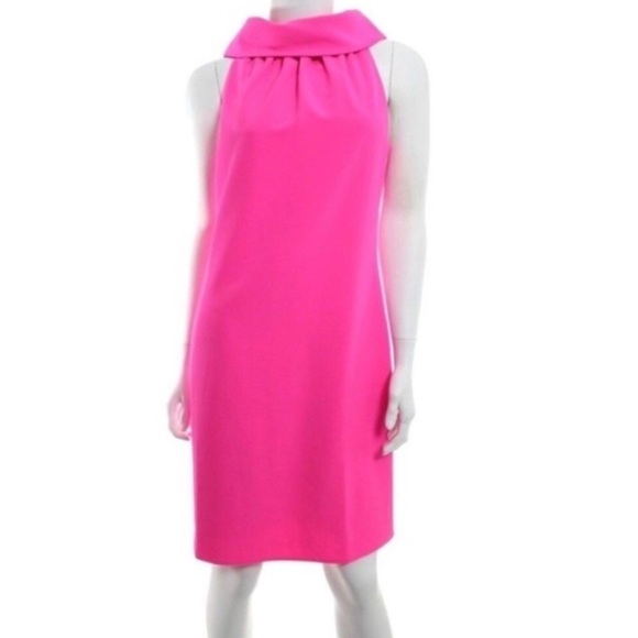 Sail to Sable Cowl Hot Pink Neck Shift Dress Med Barbie Retro Barbiecore Dress - Picture 3 of 8